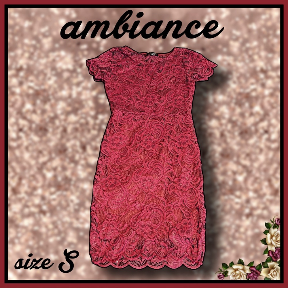 AMBIANCE lace cranberry sexy mini DRESS size S
